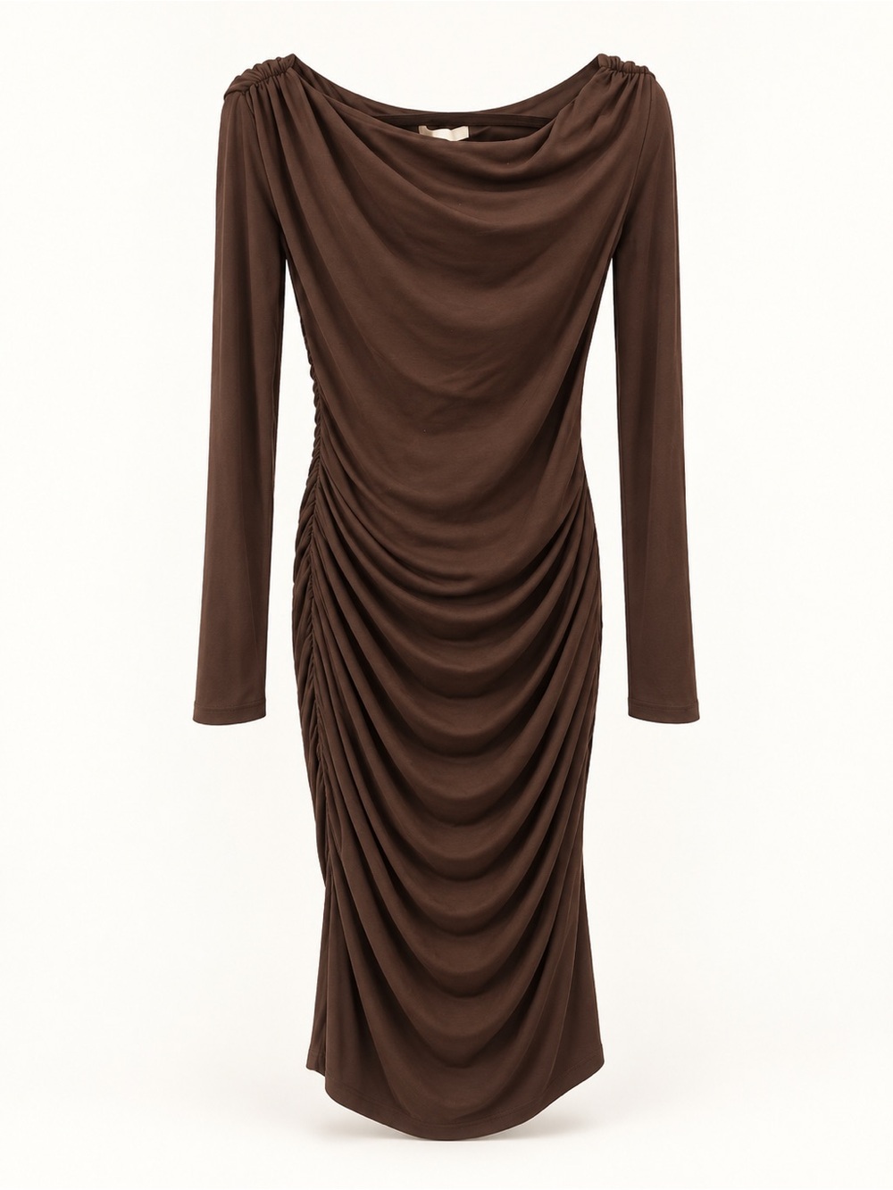 GB girls Chocolate Brown Long-Sleeve Ruched Draped Dress
